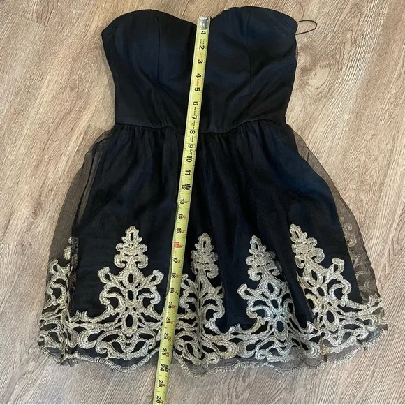 windsor black and gold dress Blondie Nites Tulle Black and Gold Embellished Mini Dress – Luscious  Boutique
